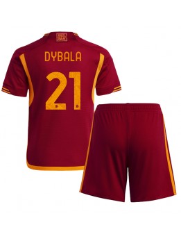 AS Roma Paulo Dybala #21 Heimtrikotsatz für Kinder 2023-24 Kurzarm (+ Kurze Hosen)